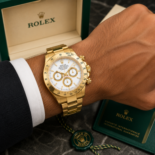 Ro_lex Daytona Men's Gold Chronograph Stainless Steel Luxury Watch