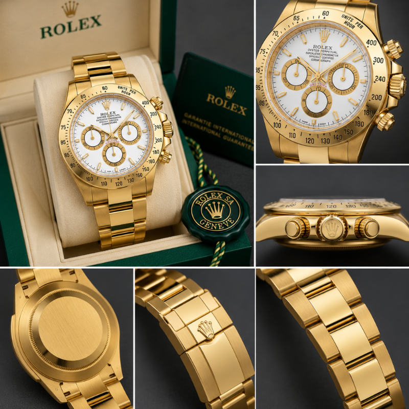 Ro_lex Daytona Men's Gold Chronograph Stainless Steel Luxury Watch