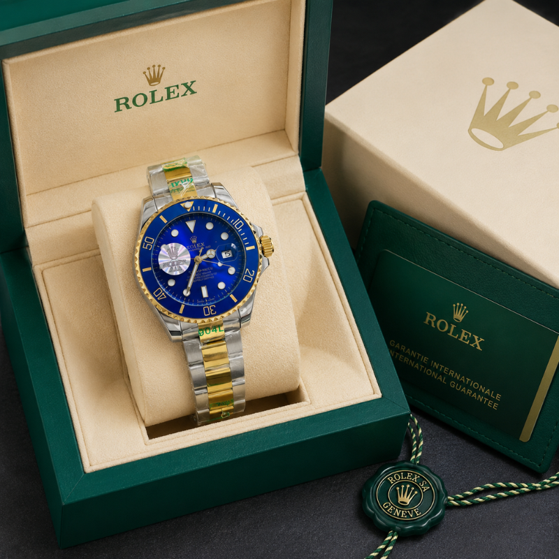 Ro_lex Submariner Men's Two-Tone Blue Dial Automatic Luxury Watch