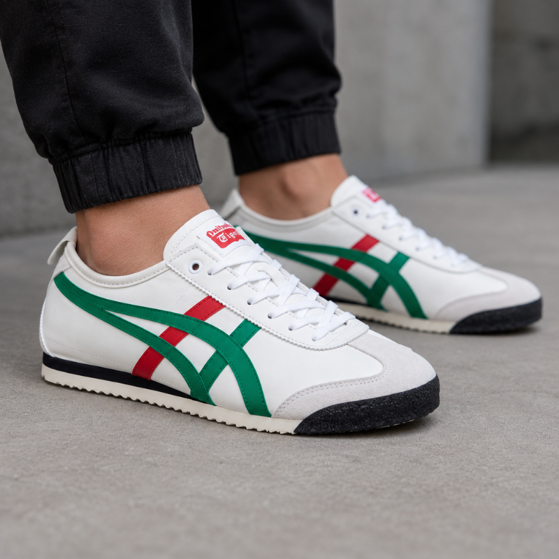 Onit_suka_Tiger Mexico 66 White Green Red Casual Sneakers for Men & Women