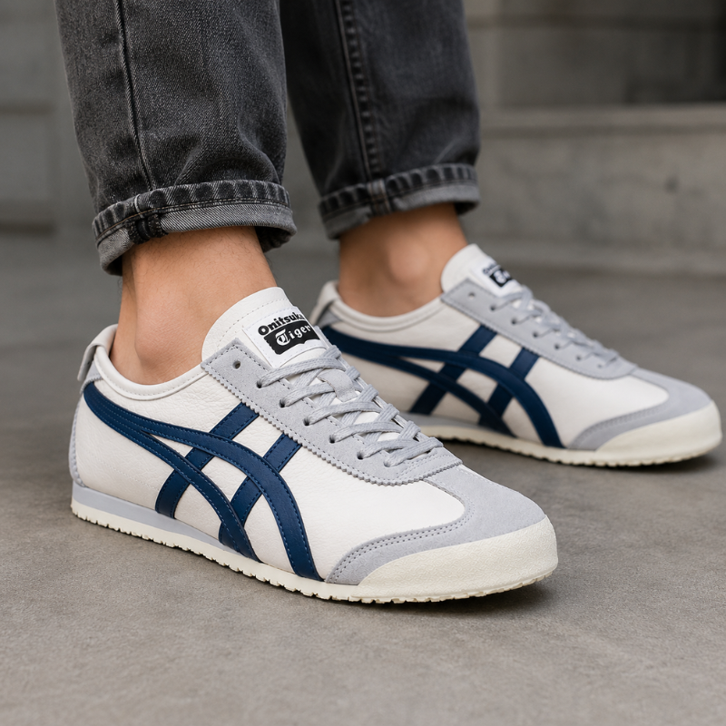 Onit_suka_Tiger Mexico 66 White Blue Casual Sneakers for Men & Women