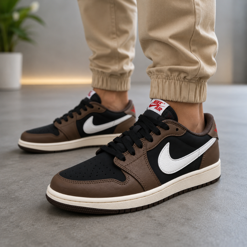 Ni_ke_Air Jordan Low Travis Scott Inspired Brown & Black Sneakers