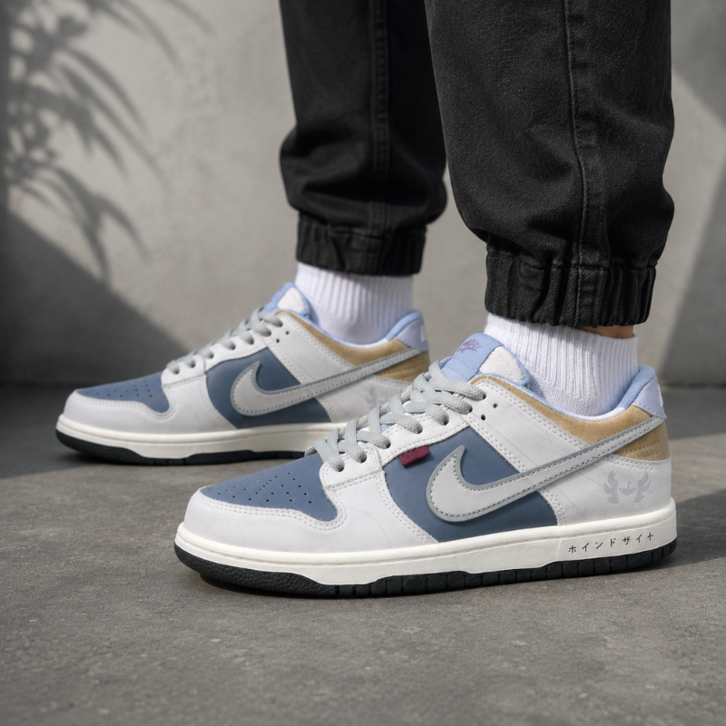 Ni_ke_Dunk Low White Blue Grey Casual Sneakers