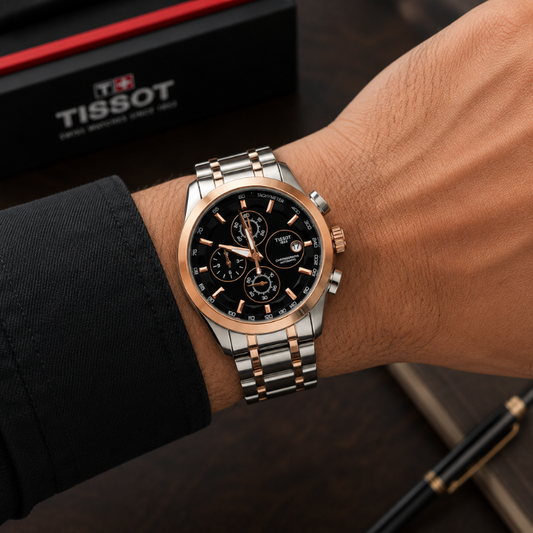 Tis_sot 1853 Two-Tone Rose Gold Chronograph Men's Premium Stainless Steel Watch