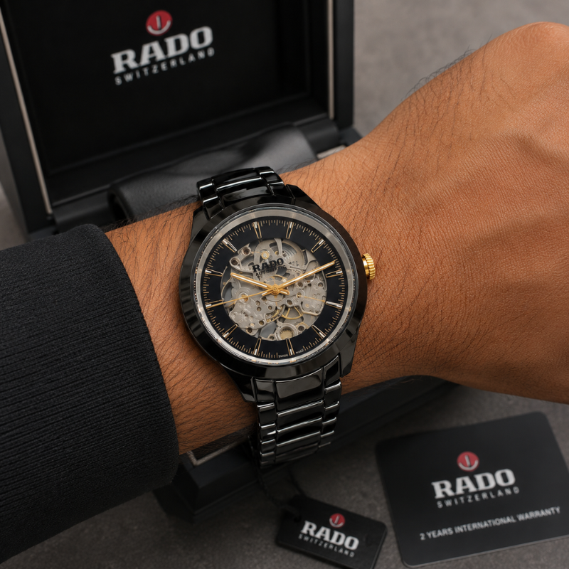 Ra_do True Automatic Skeleton Men's Black Ceramic Watch