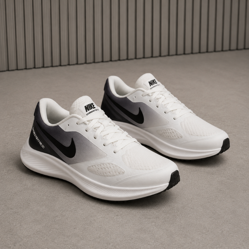 Ni_ke Air Downshifter 10 Men's Running Shoes | White & Black Lightweight Sports Sneakers | Everyday Comfort