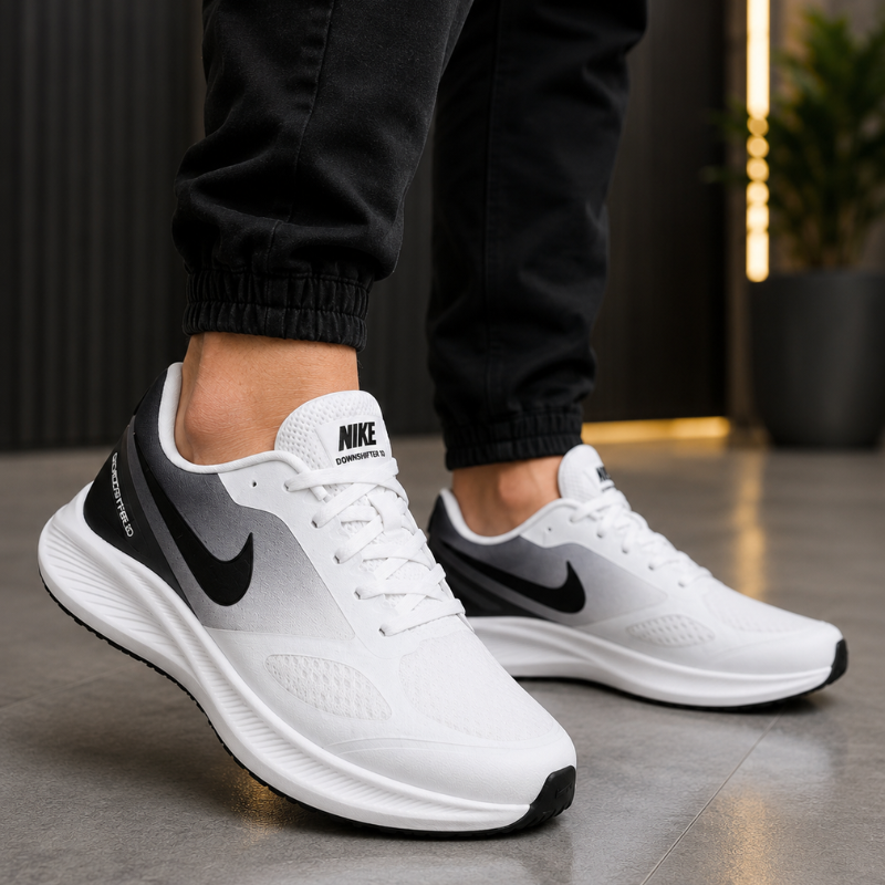 Ni_ke Air Downshifter 10 Men's Running Shoes | White & Black Lightweight Sports Sneakers | Everyday Comfort