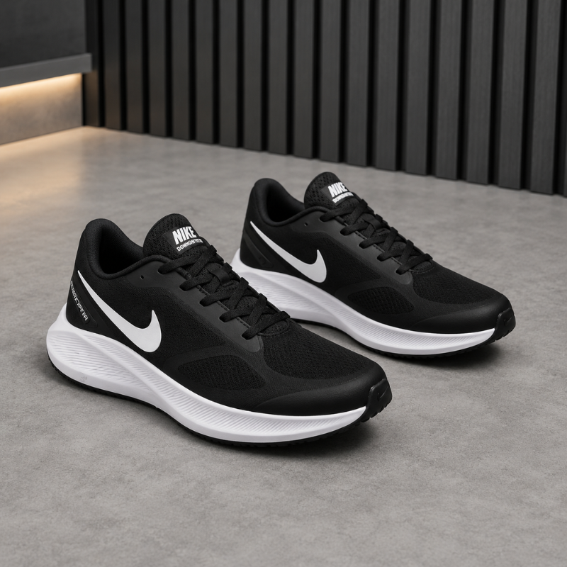 Ni_ke Air Downshifter 10 Men's Running Shoes | Black & White Lightweight Sports Sneakers | Cushioned Comfort