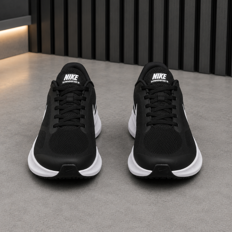 Ni_ke Air Downshifter 10 Men's Running Shoes | Black & White Lightweight Sports Sneakers | Cushioned Comfort