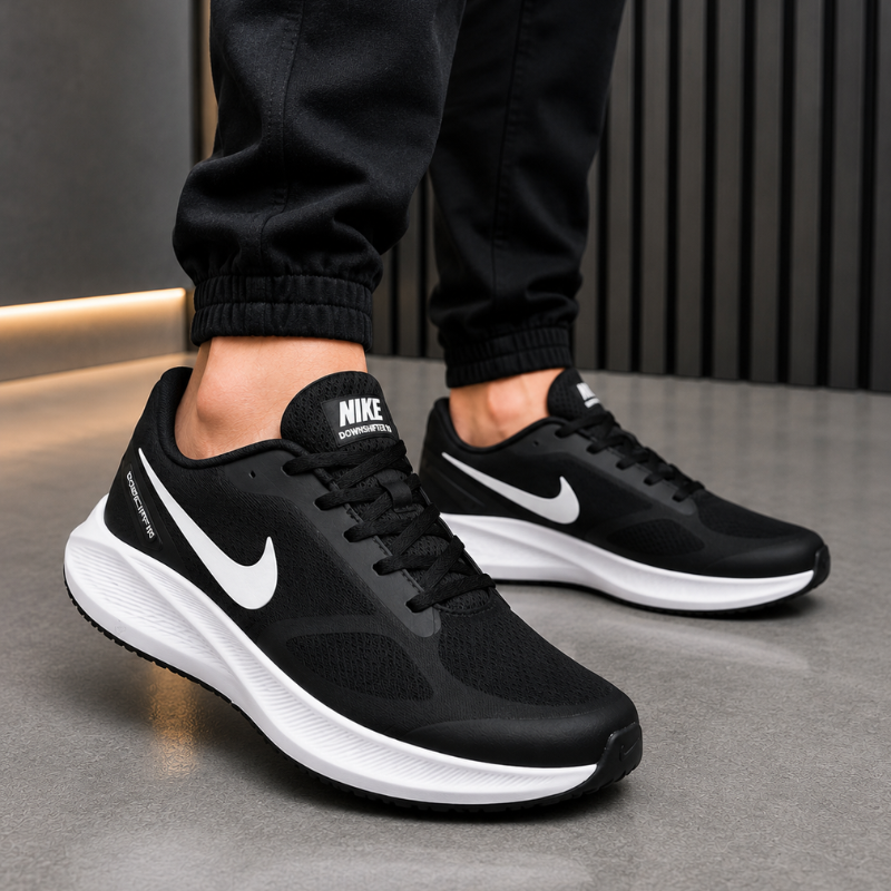 Ni_ke Air Downshifter 10 Men's Running Shoes | Black & White Lightweight Sports Sneakers | Cushioned Comfort