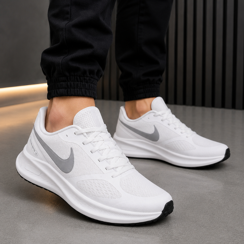 Ni_ke Air Downshifter 10 Men's Running Shoes | All White Lightweight Sports Sneakers | Breathable & Cushioned