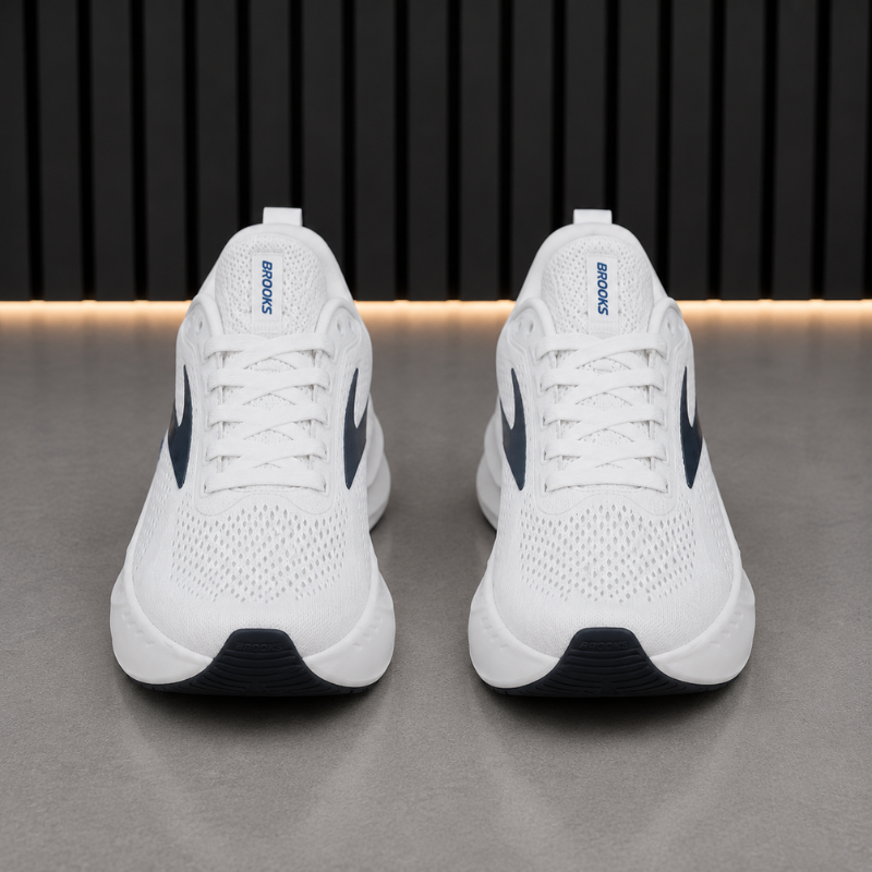 Bro_oks Glycerin GTS Men's Running Shoes | White & Navy Blue Lightweight Sports Sneakers | Premium Cushioned Comfort