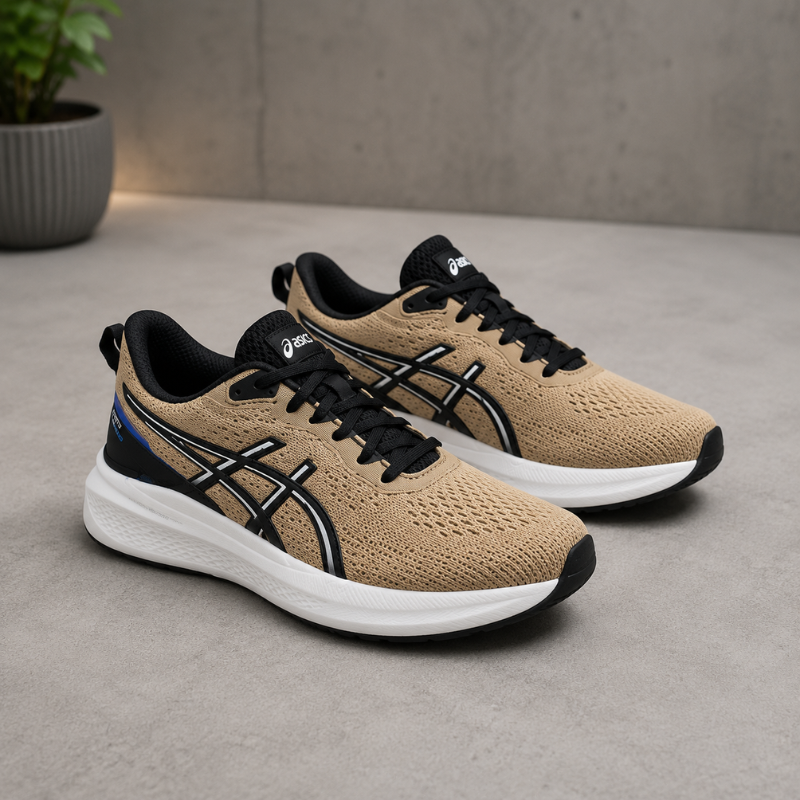AS_ICS Jolt 5 Men's Running Shoes | Beige & Black Lightweight Sports Sneakers | Everyday Comfort & Performance