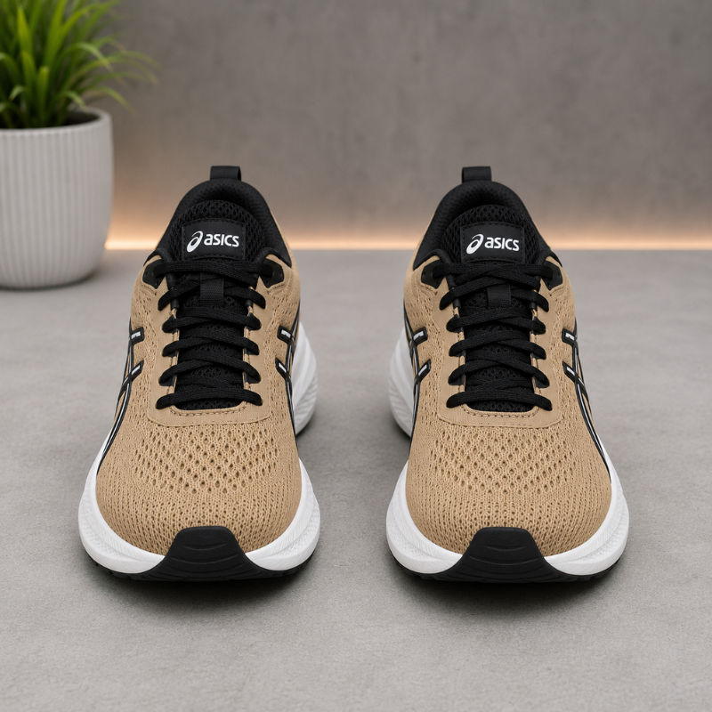 AS_ICS Jolt 5 Men's Running Shoes | Beige & Black Lightweight Sports Sneakers | Everyday Comfort & Performance