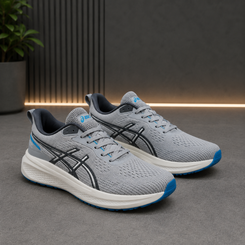 AS_ICS Jolt 5 Men's Running Shoes | Grey & Blue Lightweight Sports Sneakers | Cushioned Everyday Comfort