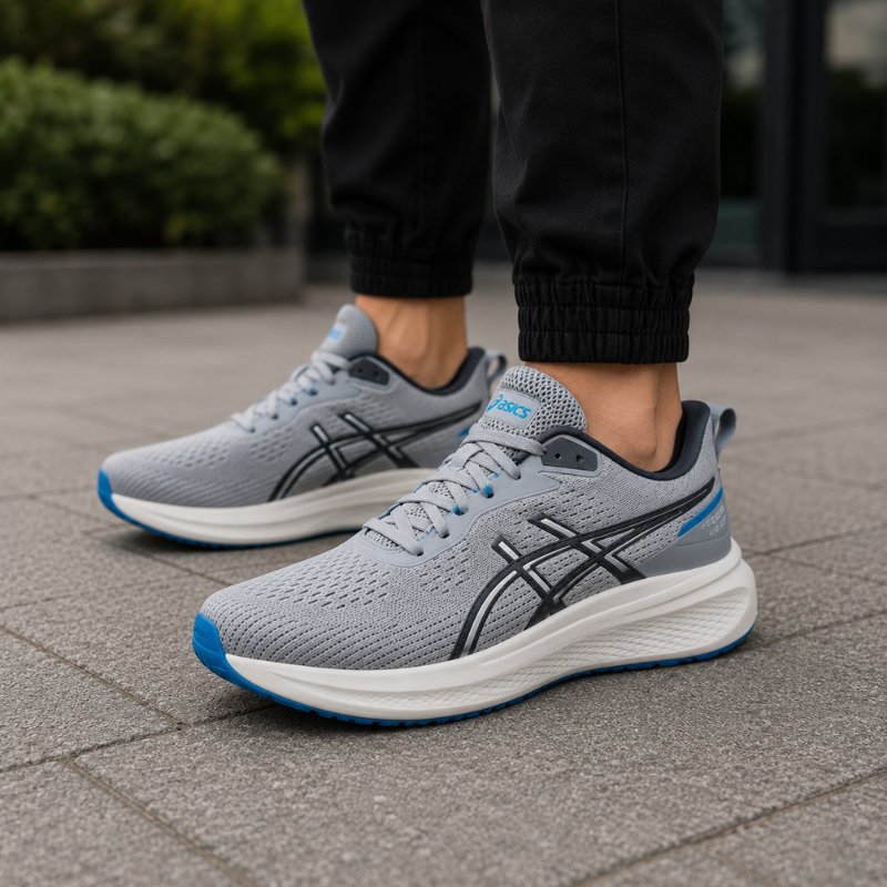 AS_ICS Jolt 5 Men's Running Shoes | Grey & Blue Lightweight Sports Sneakers | Cushioned Everyday Comfort