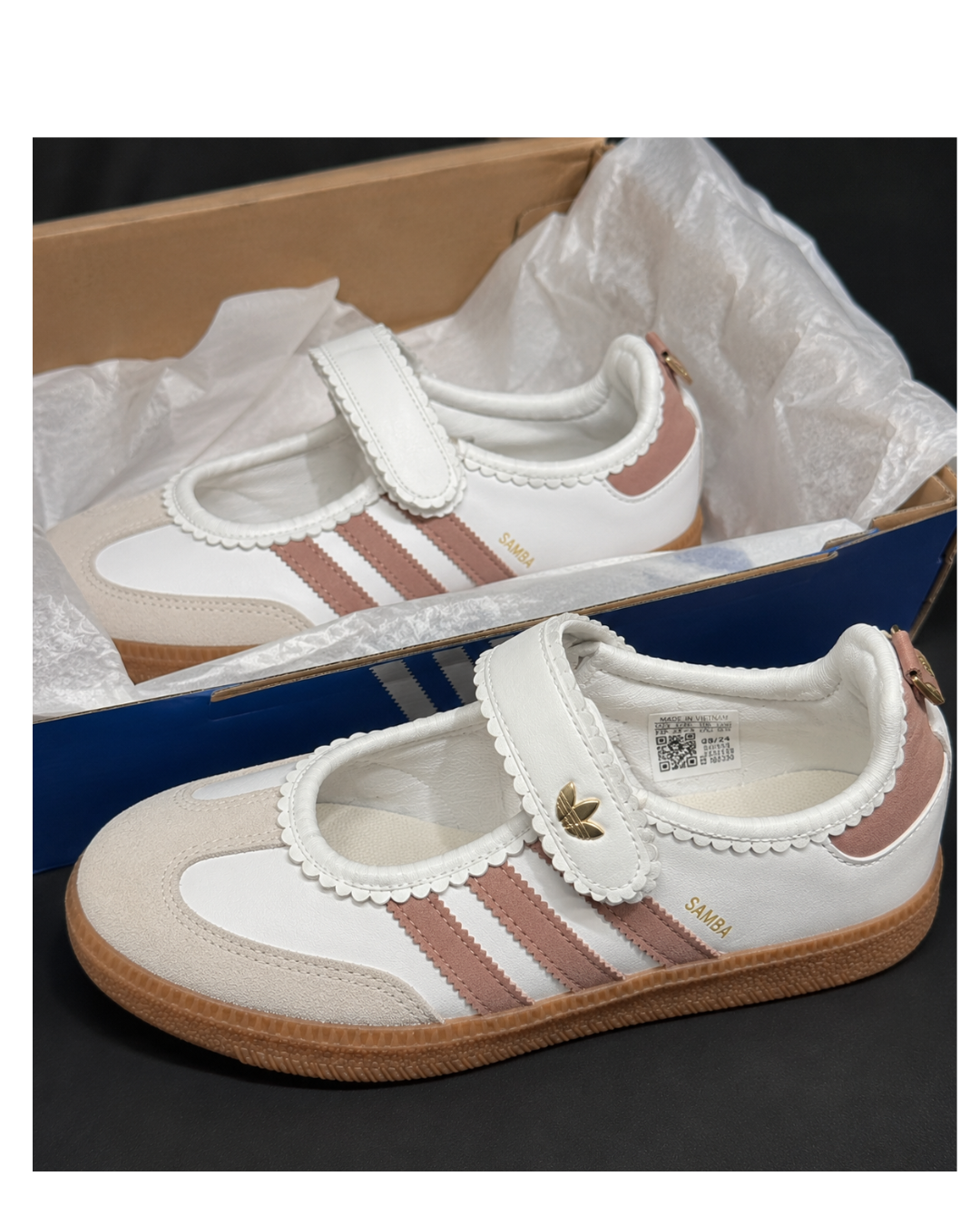 Wo_men's Retro Mary Jane Sne_akers – White & Pink Casual Strap Shoes