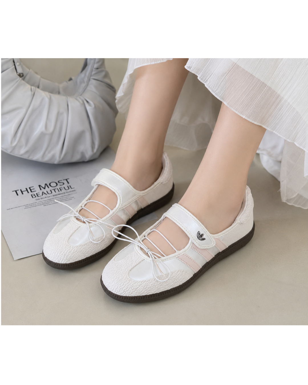 Wom_en's Wh_ite Mary Jane Ballet Flats – Casual Fashion Slip-On Shoes