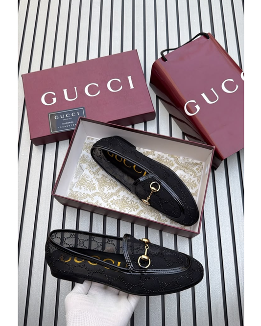Wom_en's Eleg_ant Black Embellished Mule Loafers with Metal Bit Detail