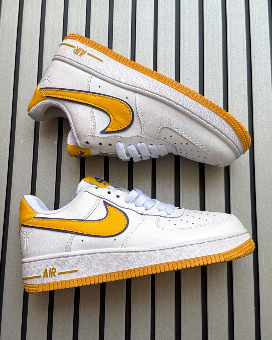 Ni_ke Ai_r For_ce 1 Low White Yellow Premium Sneakers