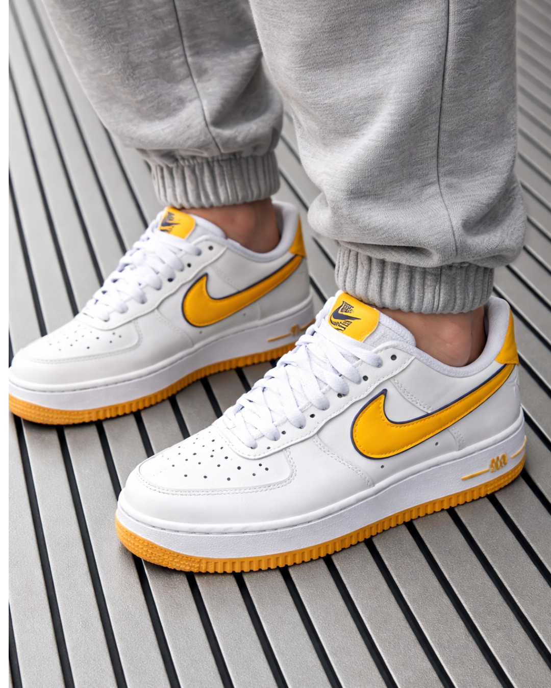 Ni_ke Ai_r For_ce 1 Low White Yellow Premium Sneakers