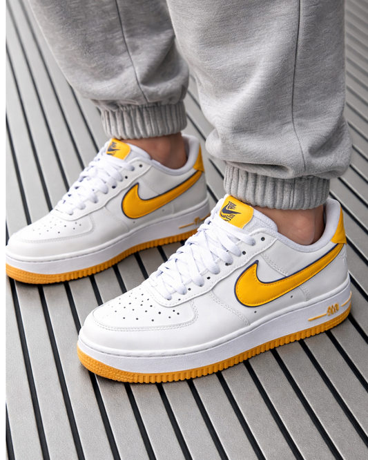 Ni_ke Ai_r For_ce 1 Low White Yellow Premium Sneakers