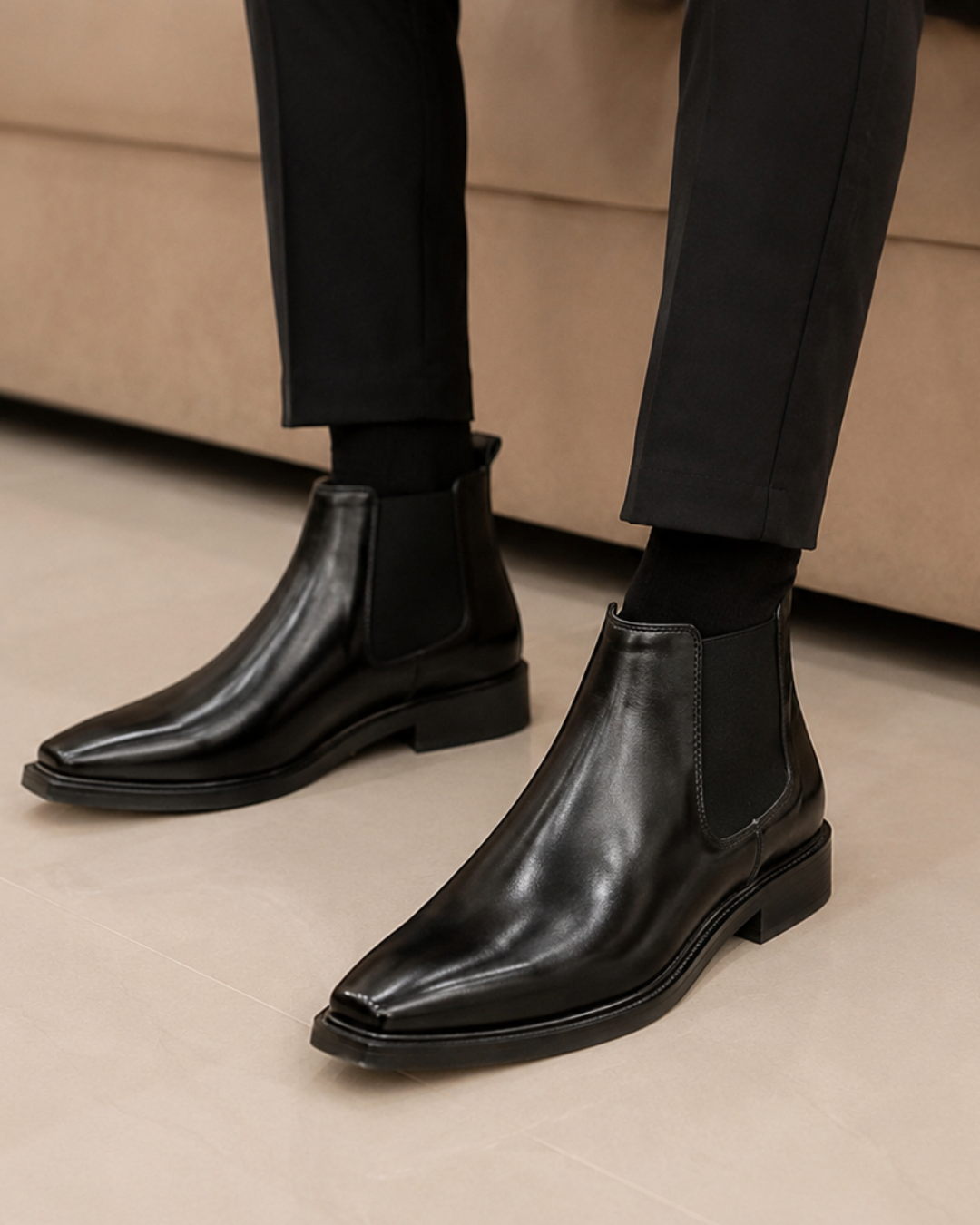 Me_n's Prem_ium Black Chelsea Boots – Classic Slip-On Ankle Boots