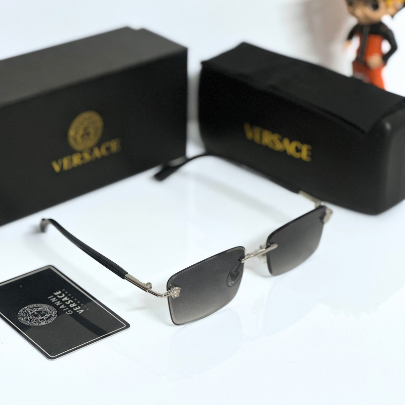 Vers@ce Style Luxury Black Rimless Sunglasses for Men &amp; Women | Premium UV400 Shades