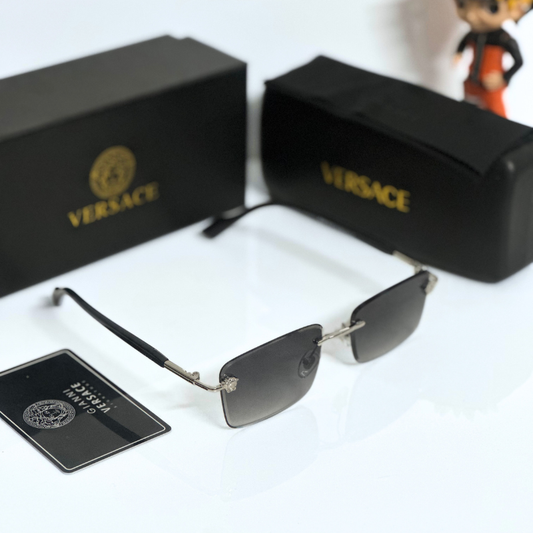 Vers@ce Style Luxury Black Rimless Sunglasses for Men &amp; Women | Premium UV400 Shades
