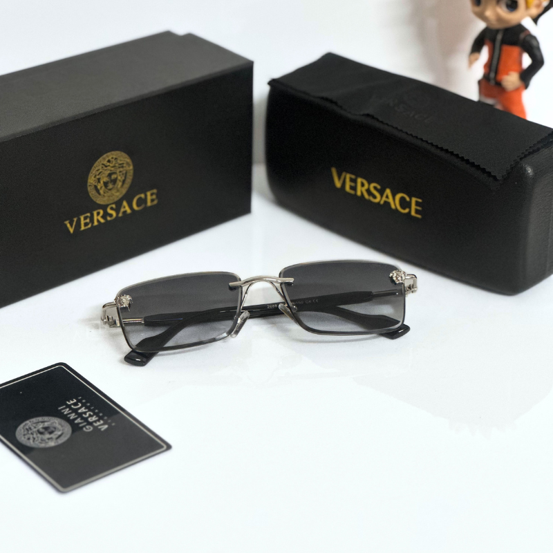 Vers@ce Style Luxury Black Rimless Sunglasses for Men &amp; Women | Premium UV400 Shades