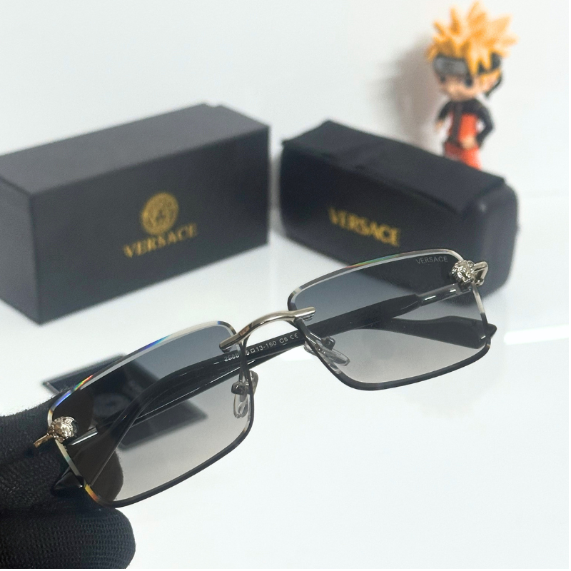 Vers@ce Style Luxury Black Rimless Sunglasses for Men &amp; Women | Premium UV400 Shades