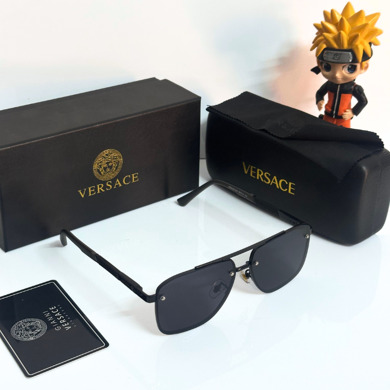 Vers@ce Style Luxury Black Rimless Sunglasses for Men &amp; Women | Premium UV400 Shades