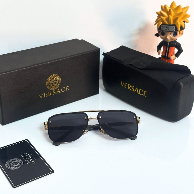 Vers@ce Style Luxury Black Rimless Sunglasses for Men & Women | Premium UV400 Shades