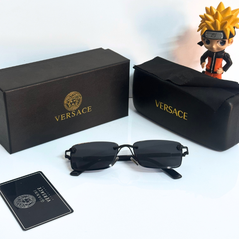 Vers@ce Style Luxury Black Rimless Sunglasses for Men & Women | Premium UV400 Shades