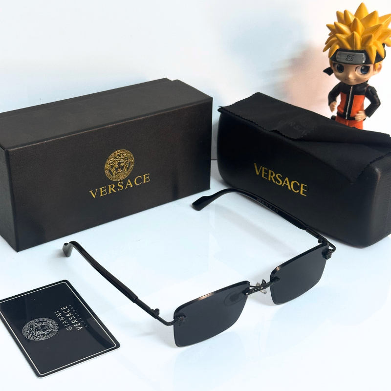 Vers@ce Style Luxury Black Rimless Sunglasses for Men & Women | Premium UV400 Shades