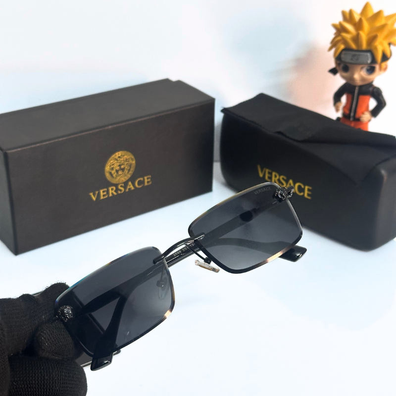 Vers@ce Style Luxury Black Rimless Sunglasses for Men & Women | Premium UV400 Shades
