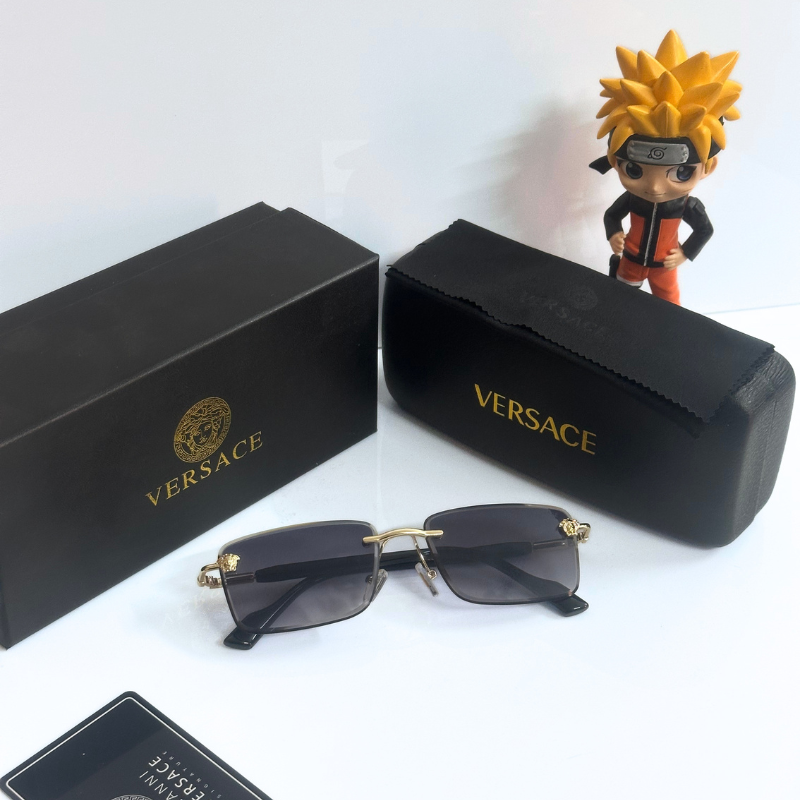Vers@ce Style Luxury Black Rimless Sunglasses for Men & Women | Premium UV400 Shades