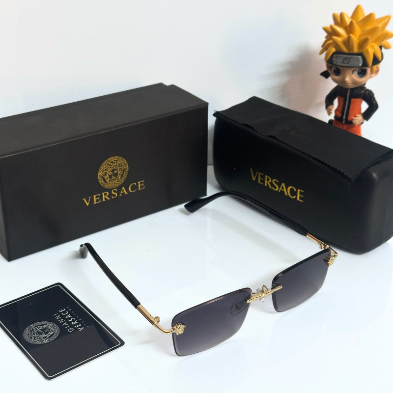 Vers@ce Style Luxury Black Rimless Sunglasses for Men & Women | Premium UV400 Shades