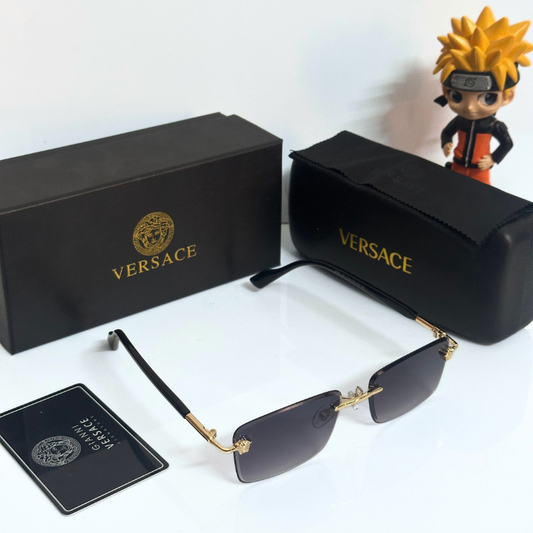 Vers@ce Style Luxury Black Rimless Sunglasses for Men & Women | Premium UV400 Shades