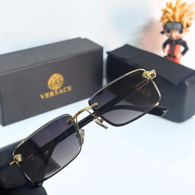 Vers@ce Style Luxury Black Rimless Sunglasses for Men & Women | Premium UV400 Shades