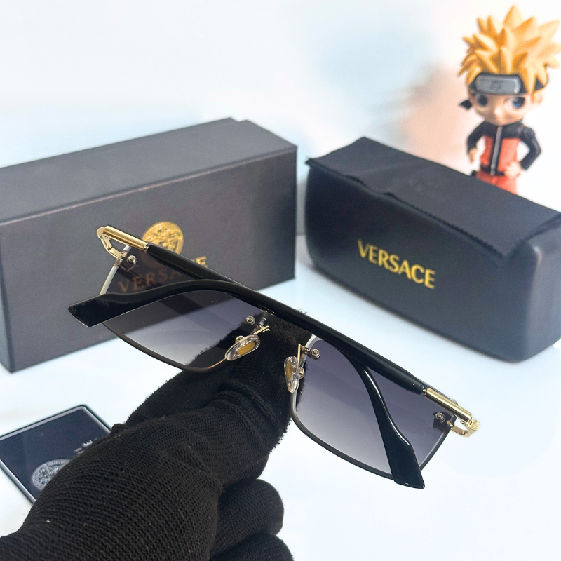 Vers@ce Style Luxury Black Rimless Sunglasses for Men & Women | Premium UV400 Shades