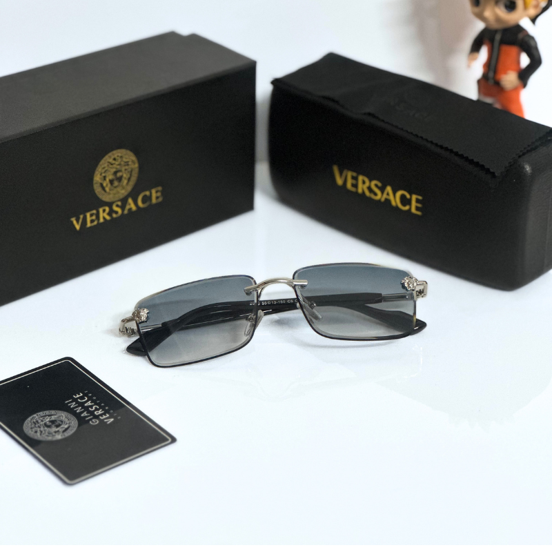 Vers@ce Style Luxury Black Rimless Sunglasses for Men & Women | Premium UV400 Shades