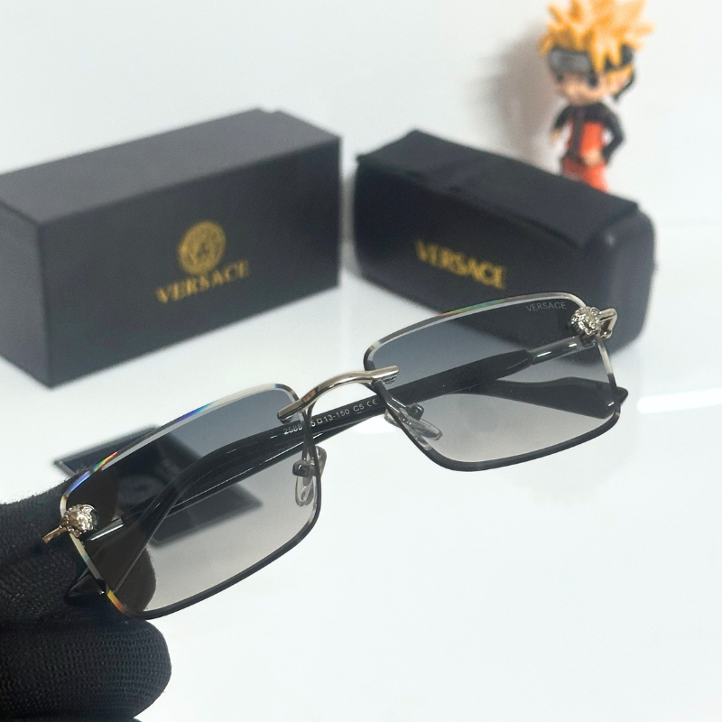 Vers@ce Style Luxury Black Rimless Sunglasses for Men & Women | Premium UV400 Shades