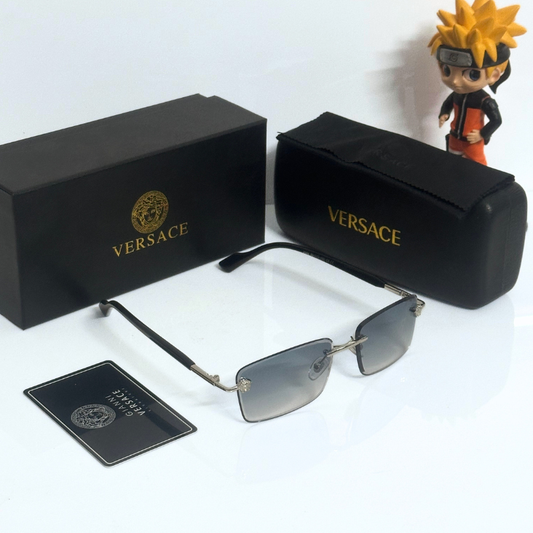 Vers@ce Style Luxury Black Rimless Sunglasses for Men & Women | Premium UV400 Shades