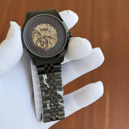BO_SS Automatic Skeleton Black Stainless Steel Watch