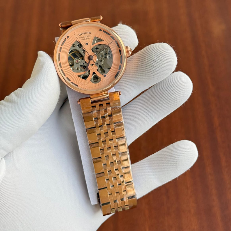 Invi_cta Automatic Skeleton Rose Gold Luxury Watch
