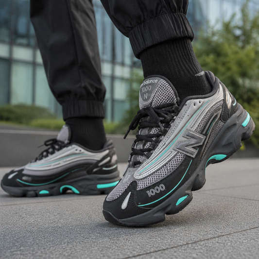 N_ew Bal_ance 1000 Retro Tech Sneakers – Grey Black Aqua