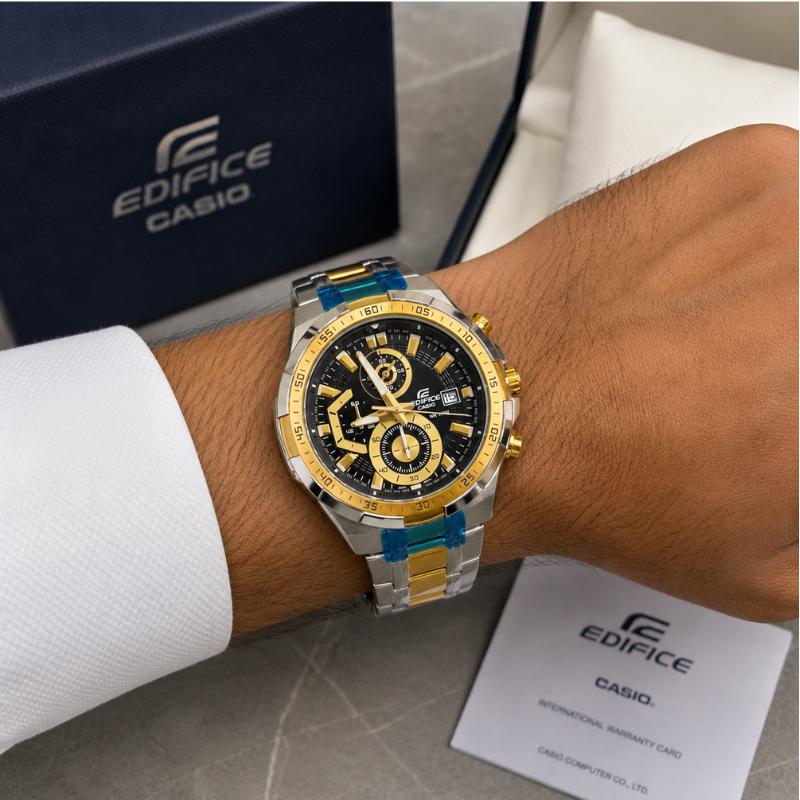 Ca_sio Edifice Men's Two-Tone Chronograph Stainless Steel Analog Watch