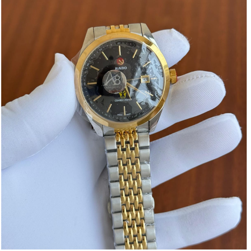 Ra_do Golden Horse Men's Two-Tone Stainless Steel Analog Watch – Black Dial