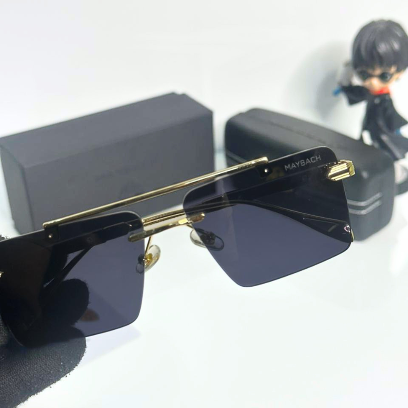 Mayb@ch Luxury Rimless Black Sunglasses with Gold Frame | Premium UV400 Shades for Men & Women